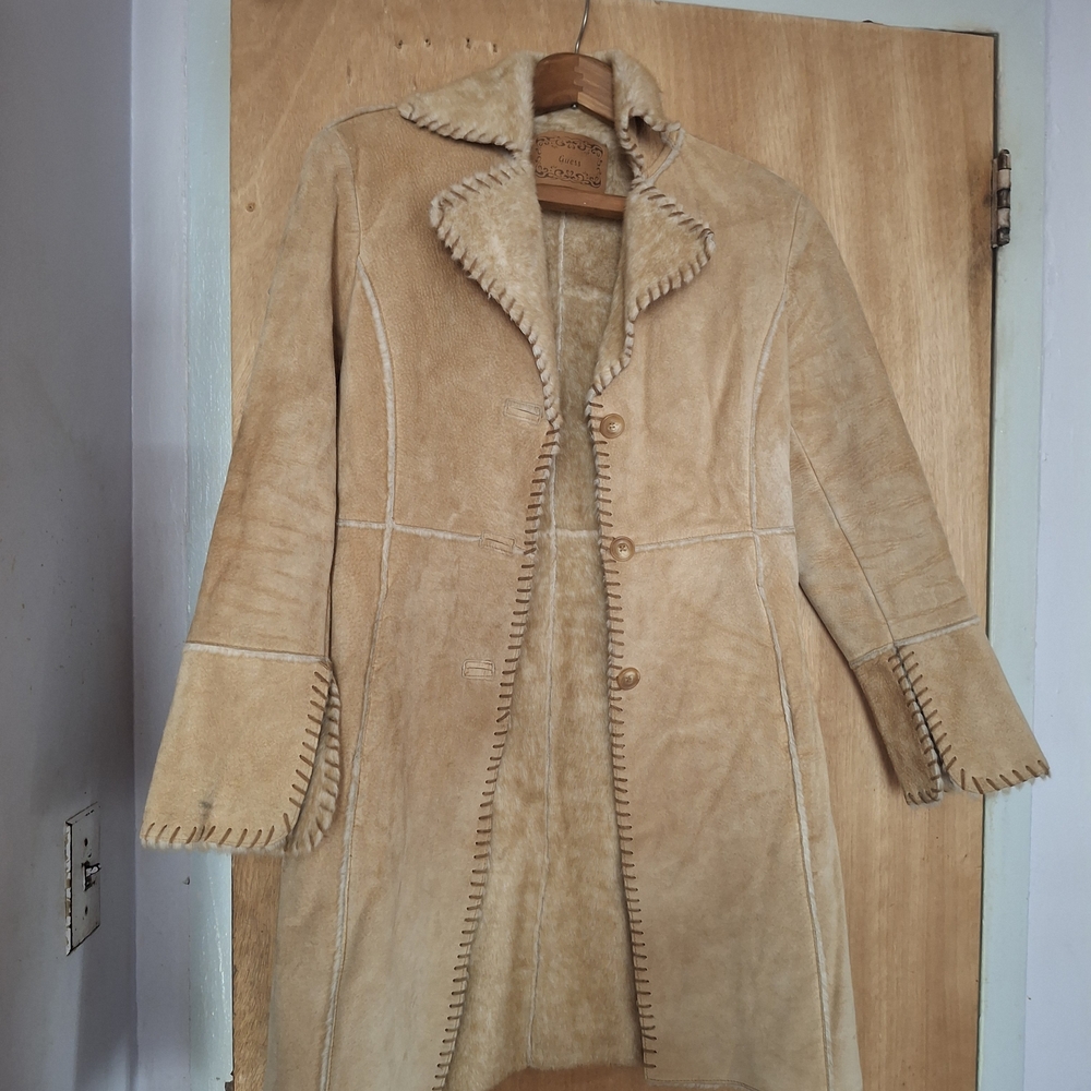 Guess Y2K 90s 00s Tan Teddy Jacket